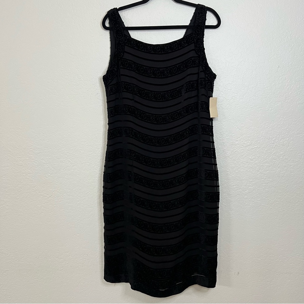 NWT Coldwater Creek Black Velvet Burnout Silk Blend Cocktail Dress Women's Sz 16